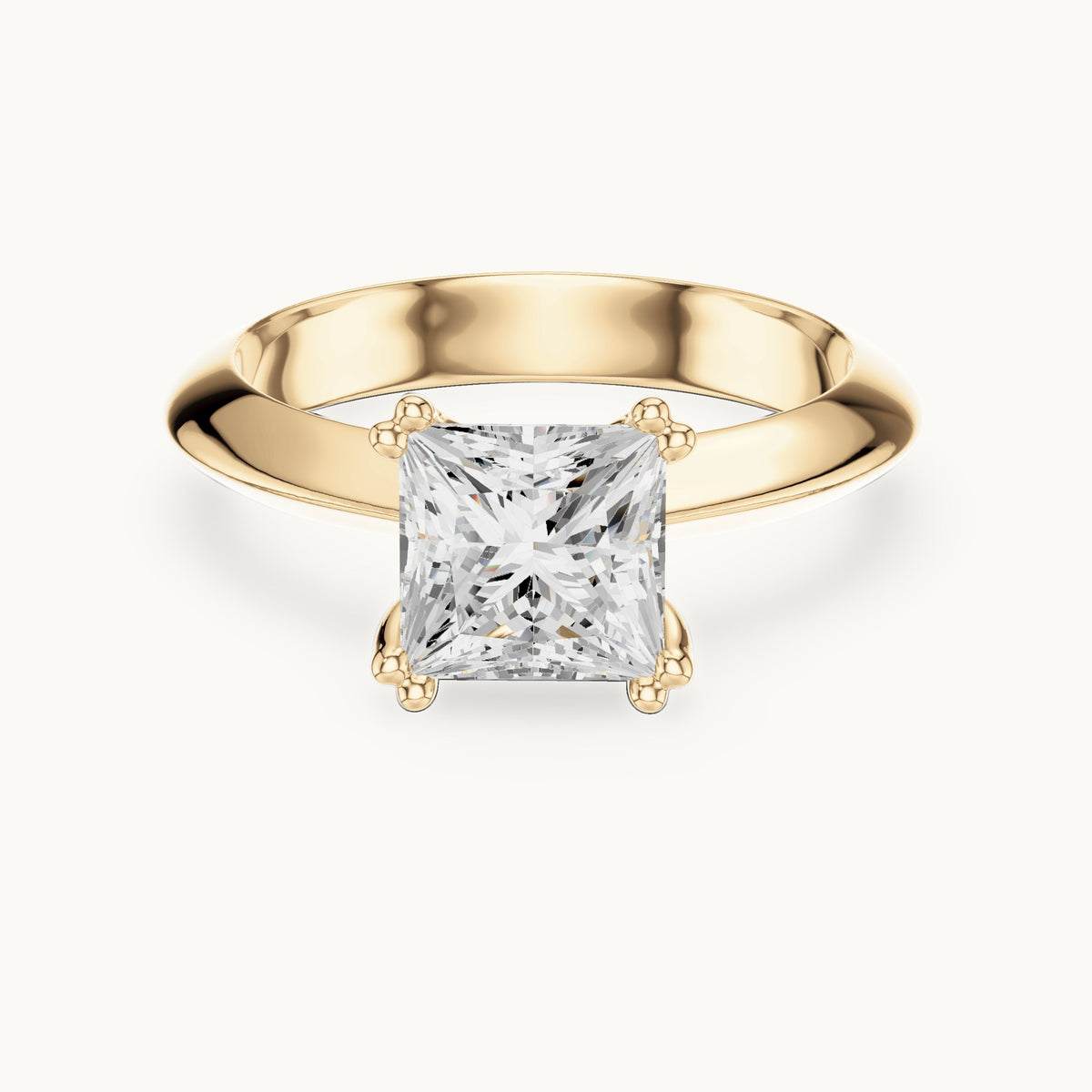 Princess-cut lab-grown diamond double-prong knife-edge solitaire engagement ring in yellow gold, 1.50 CT TW, view 4