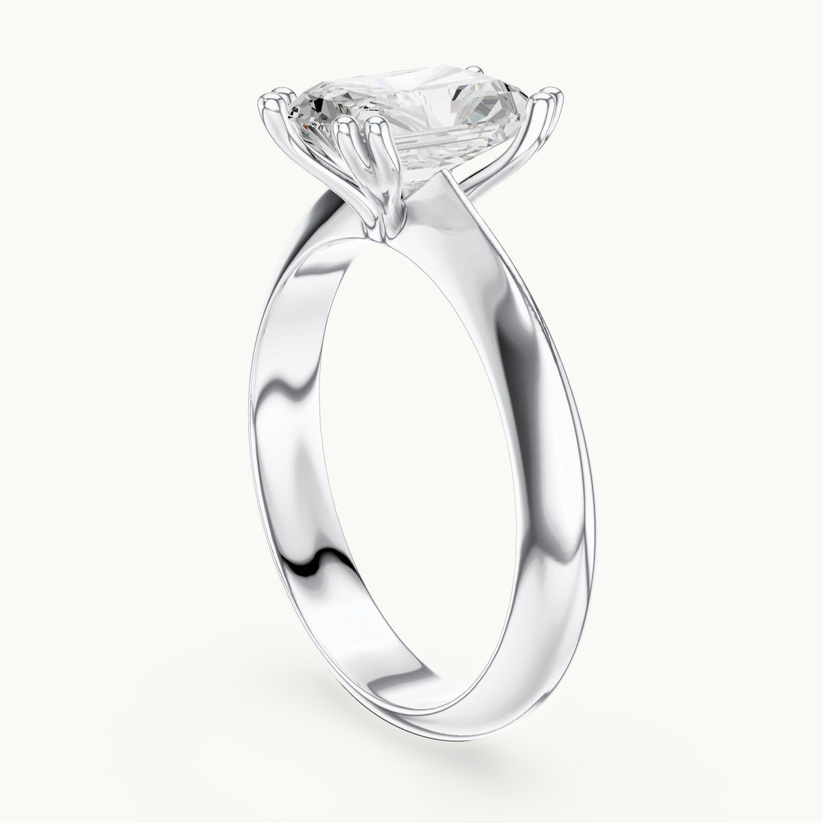 Radiant-cut lab-grown diamond double-prong knife-edge solitaire engagement ring in white gold, 1.50 CT TW, view 1