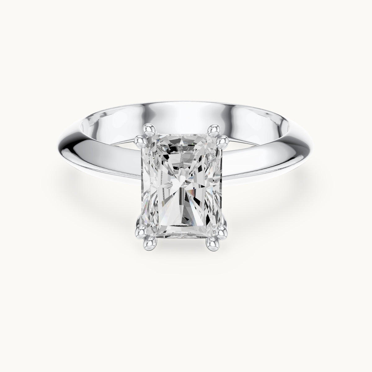 Radiant-cut lab-grown diamond double-prong knife-edge solitaire engagement ring in white gold, 1.50 CT TW, view 4