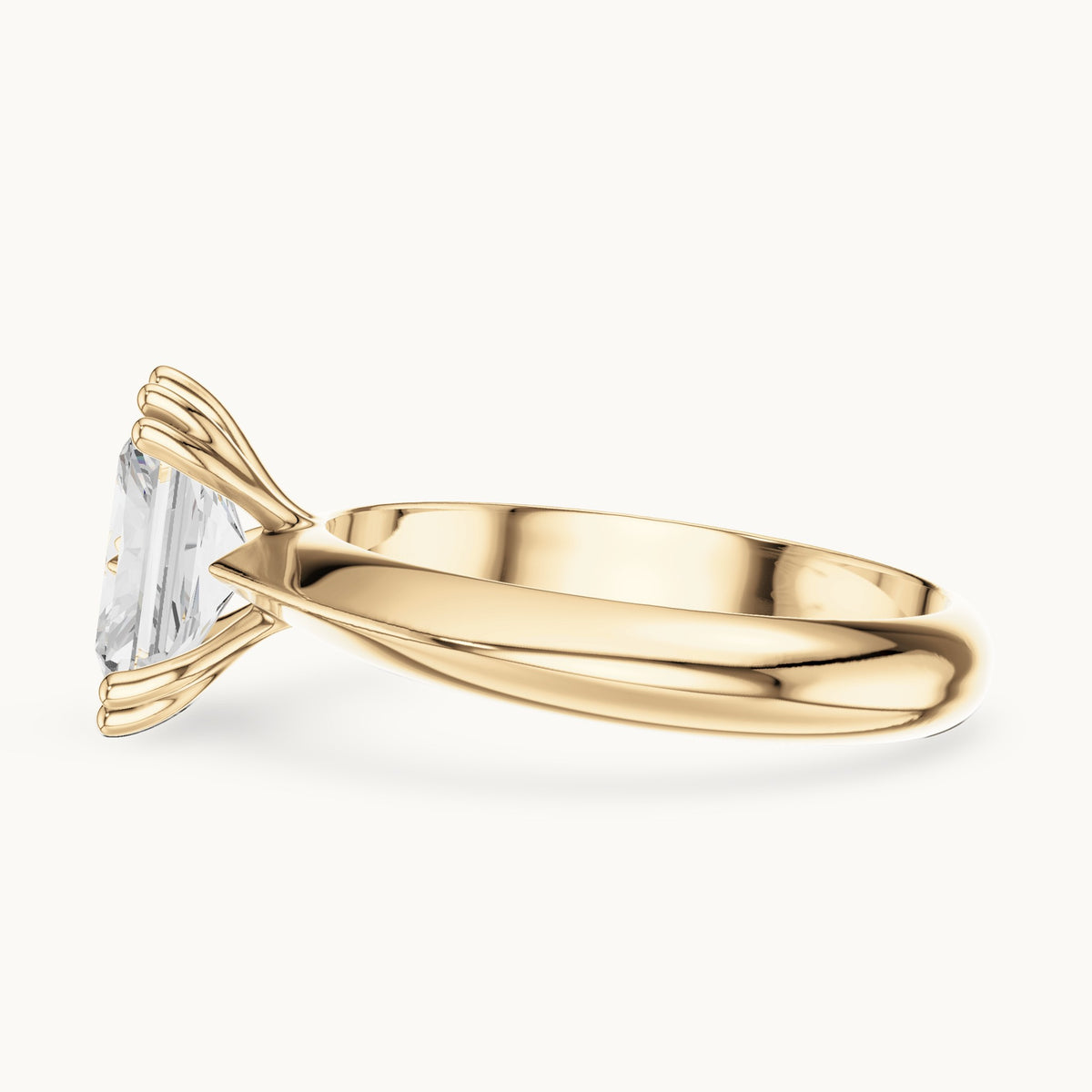 Radiant-cut lab-grown diamond double-prong knife-edge solitaire engagement ring in yellow gold, 1.50 CT TW, view 3