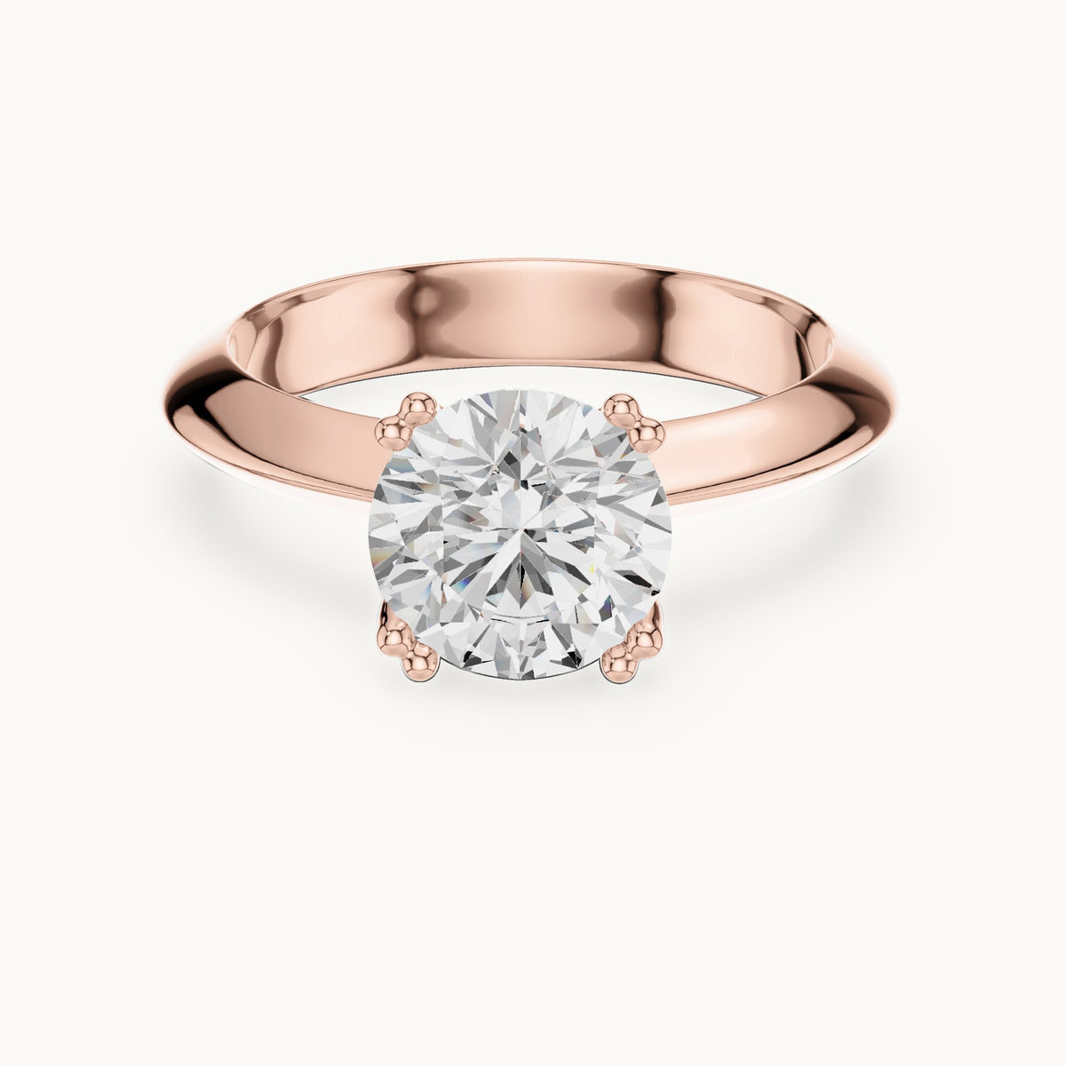 Round lab-grown diamond double-prong knife-edge solitaire engagement ring in rose gold, 1.50 CT TW, view 4
