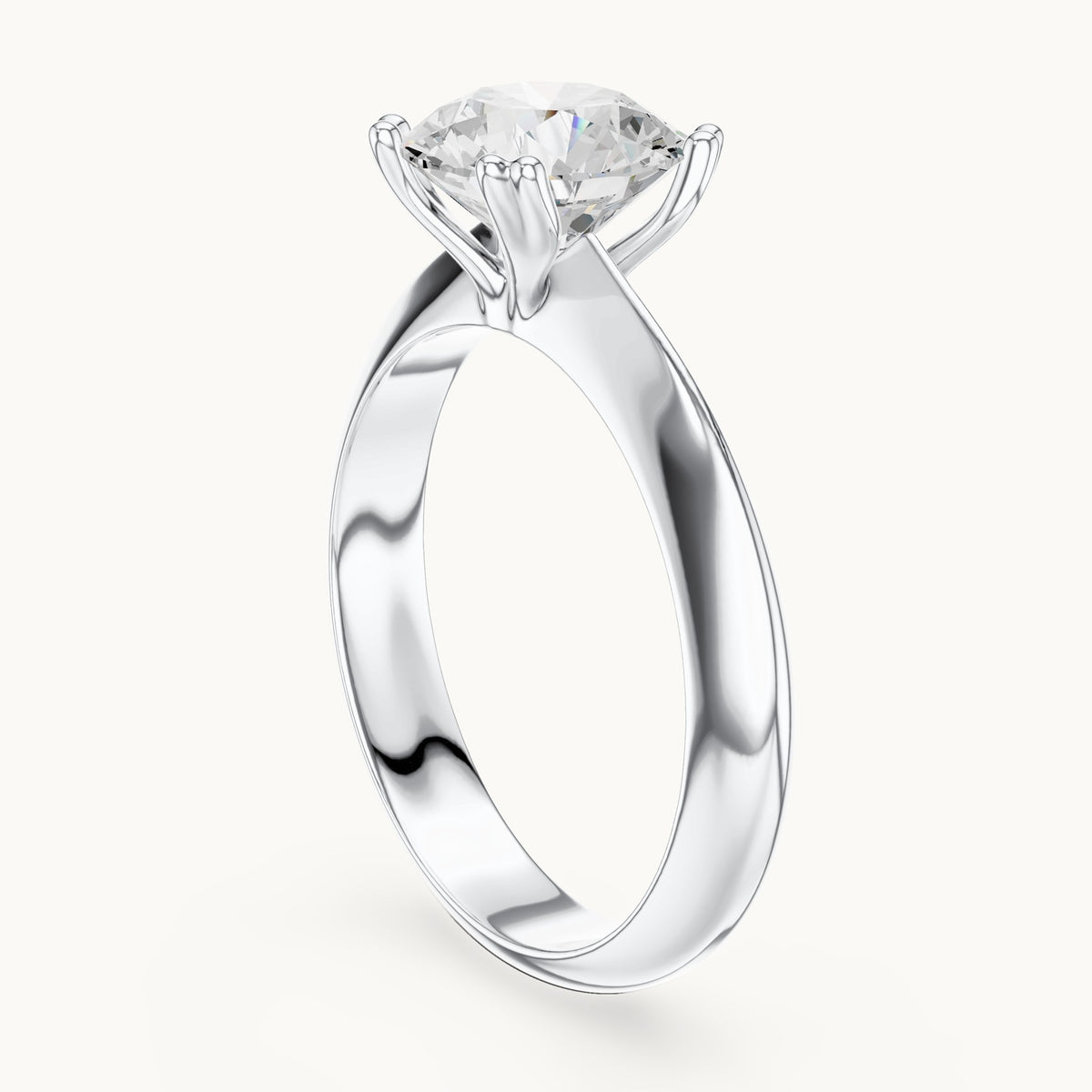 Round lab-grown diamond double-prong knife-edge solitaire engagement ring in white gold, 1.50 CT TW, view 1