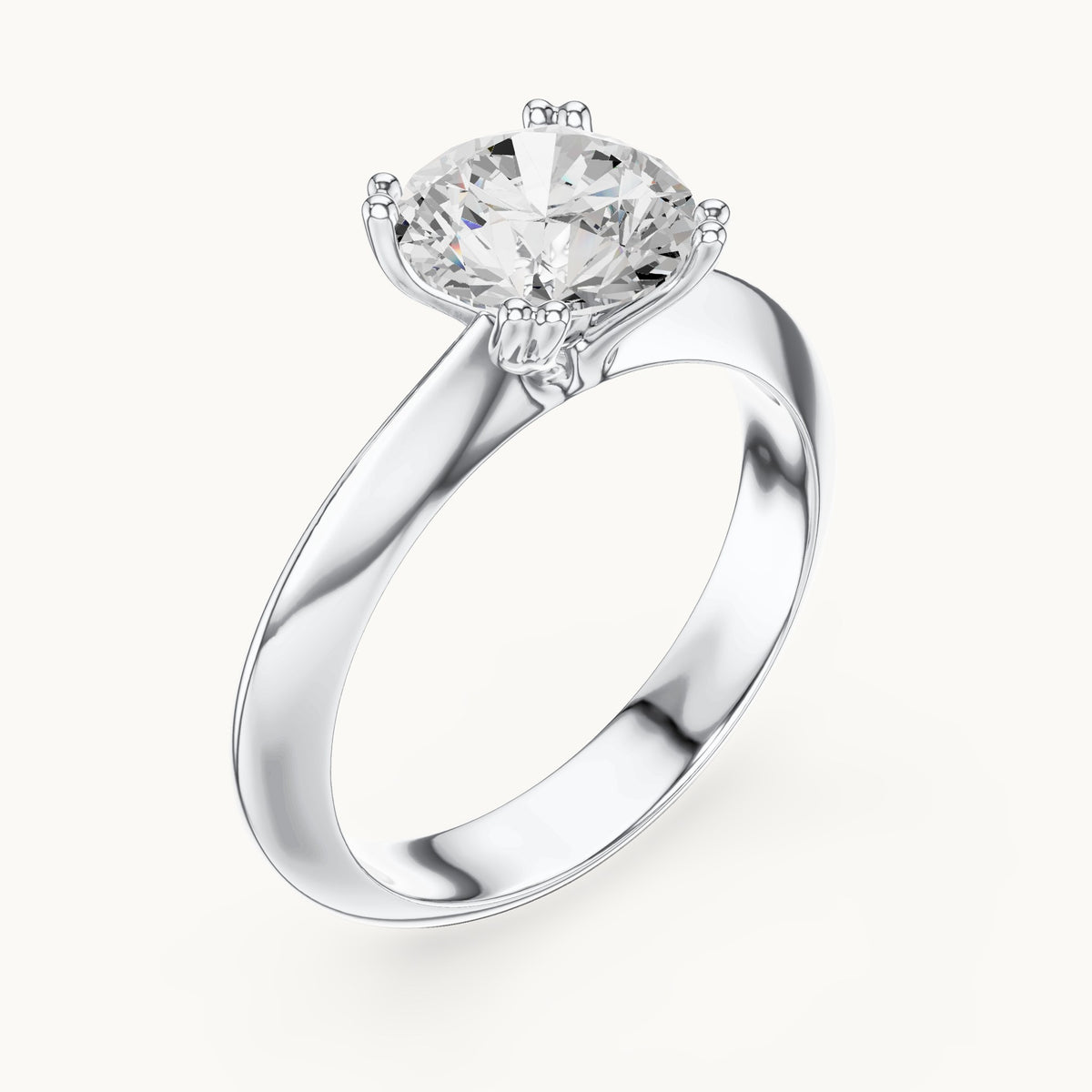 Round lab-grown diamond double-prong knife-edge solitaire engagement ring in white gold, 1.50 CT TW, view 2