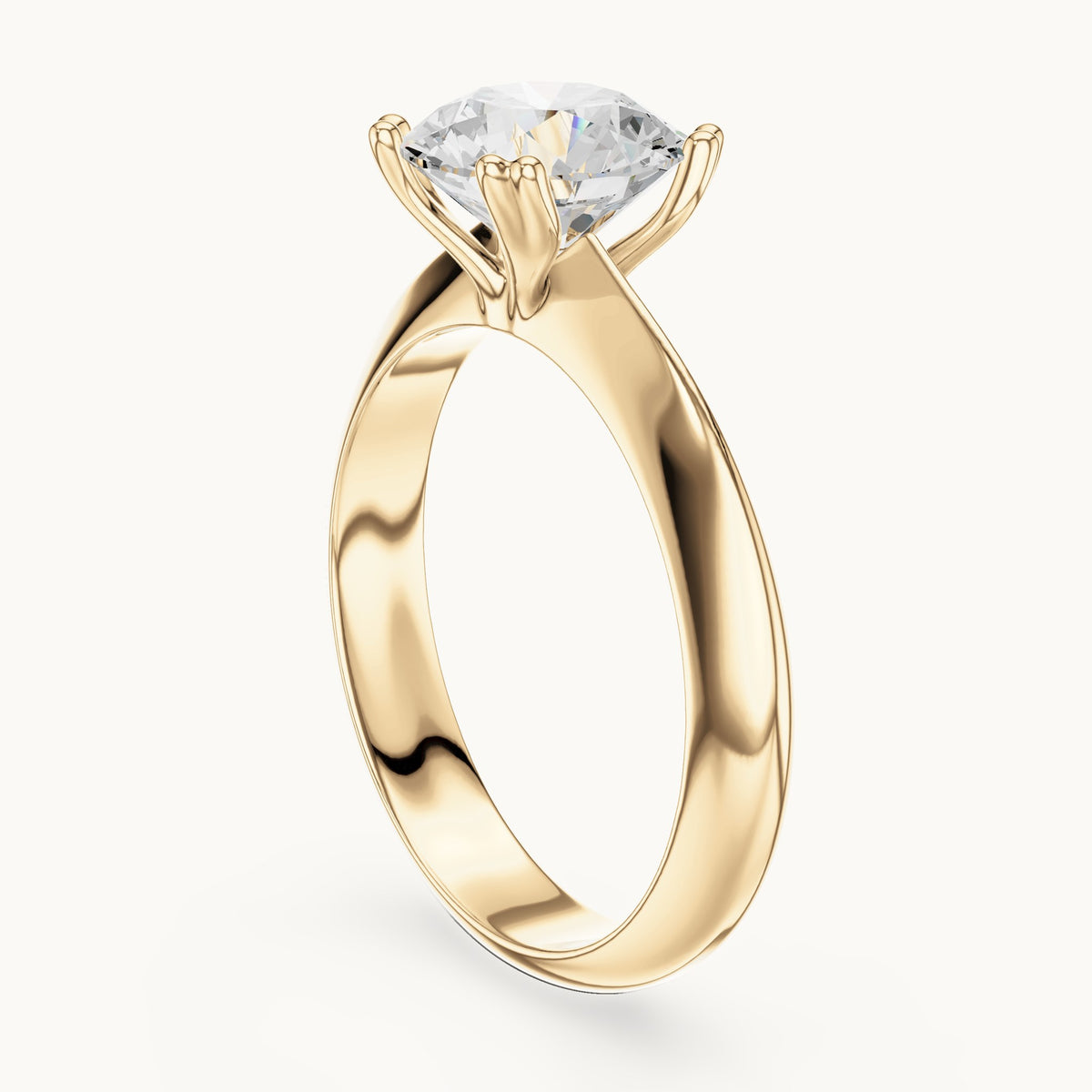 Round lab-grown diamond double-prong knife-edge solitaire engagement ring in yellow gold, 1.50 CT TW, view 1