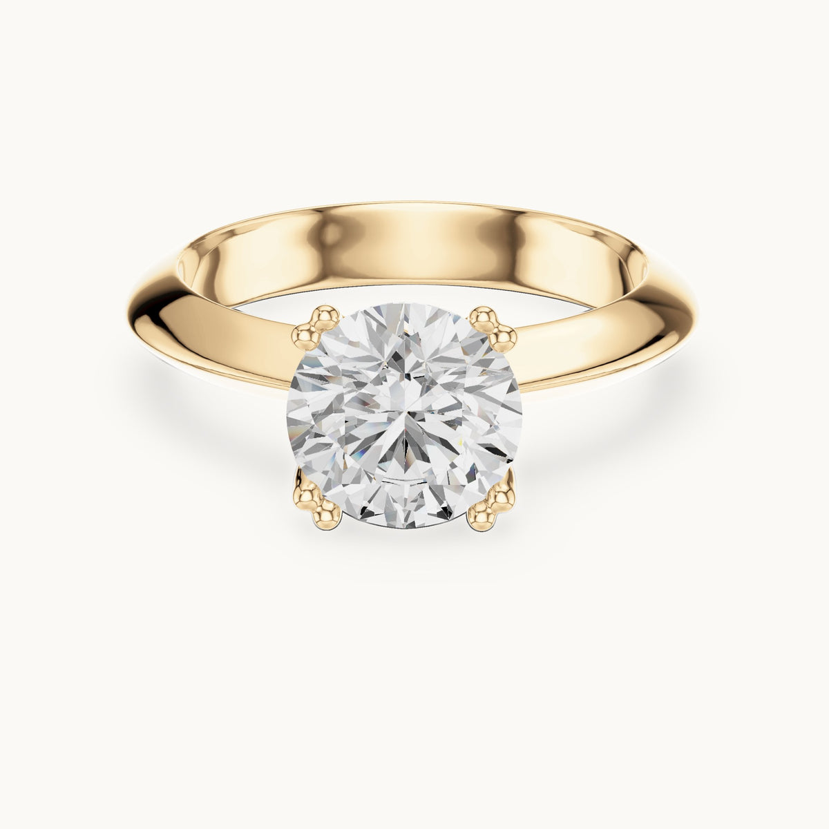 Round lab-grown diamond double-prong knife-edge solitaire engagement ring in yellow gold, 1.50 CT TW, view 4