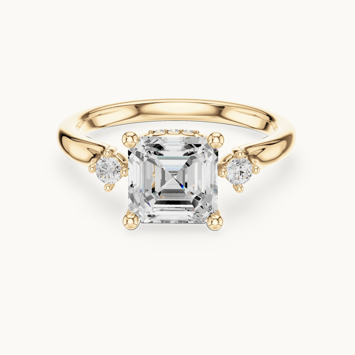 Asscher-cut lab-grown diamond five-stone engagement ring in yellow gold, 2.16 CT TW, view 4