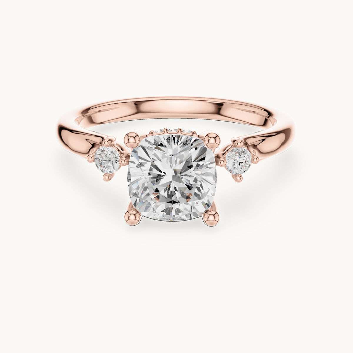 Cushion-cut lab-grown diamond five-stone engagement ring in rose gold, 2.16 CT TW, view 4