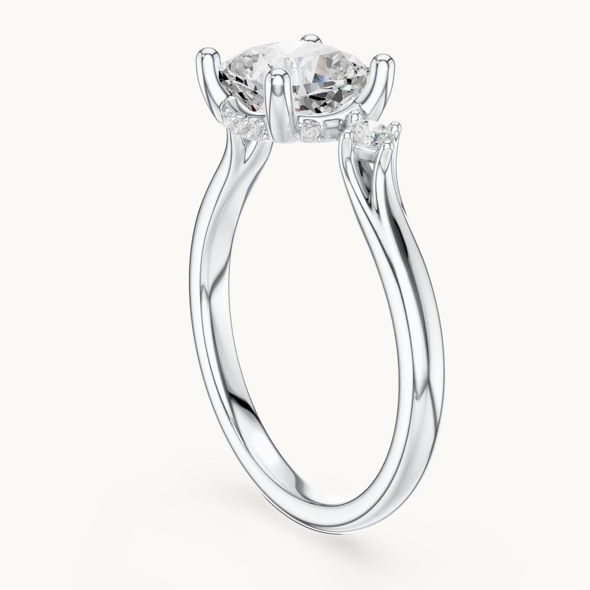 Cushion-cut lab-grown diamond five-stone engagement ring in white gold, 2.16 CT TW, view 1