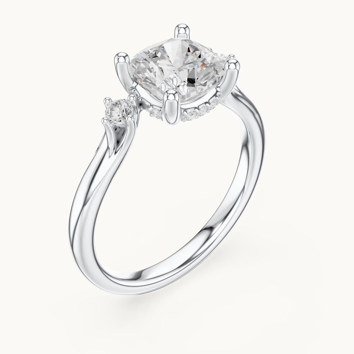 Cushion-cut lab-grown diamond five-stone engagement ring in white gold, 2.16 CT TW, view 2