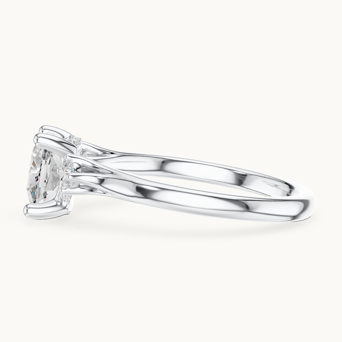Cushion-cut lab-grown diamond five-stone engagement ring in white gold, 2.16 CT TW, view 3