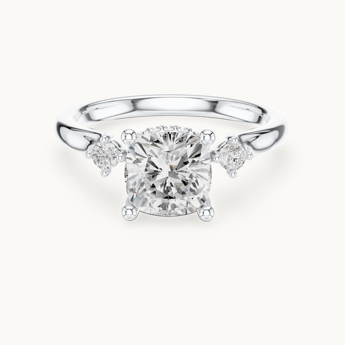 Cushion-cut lab-grown diamond five-stone engagement ring in white gold, 2.16 CT TW, view 4