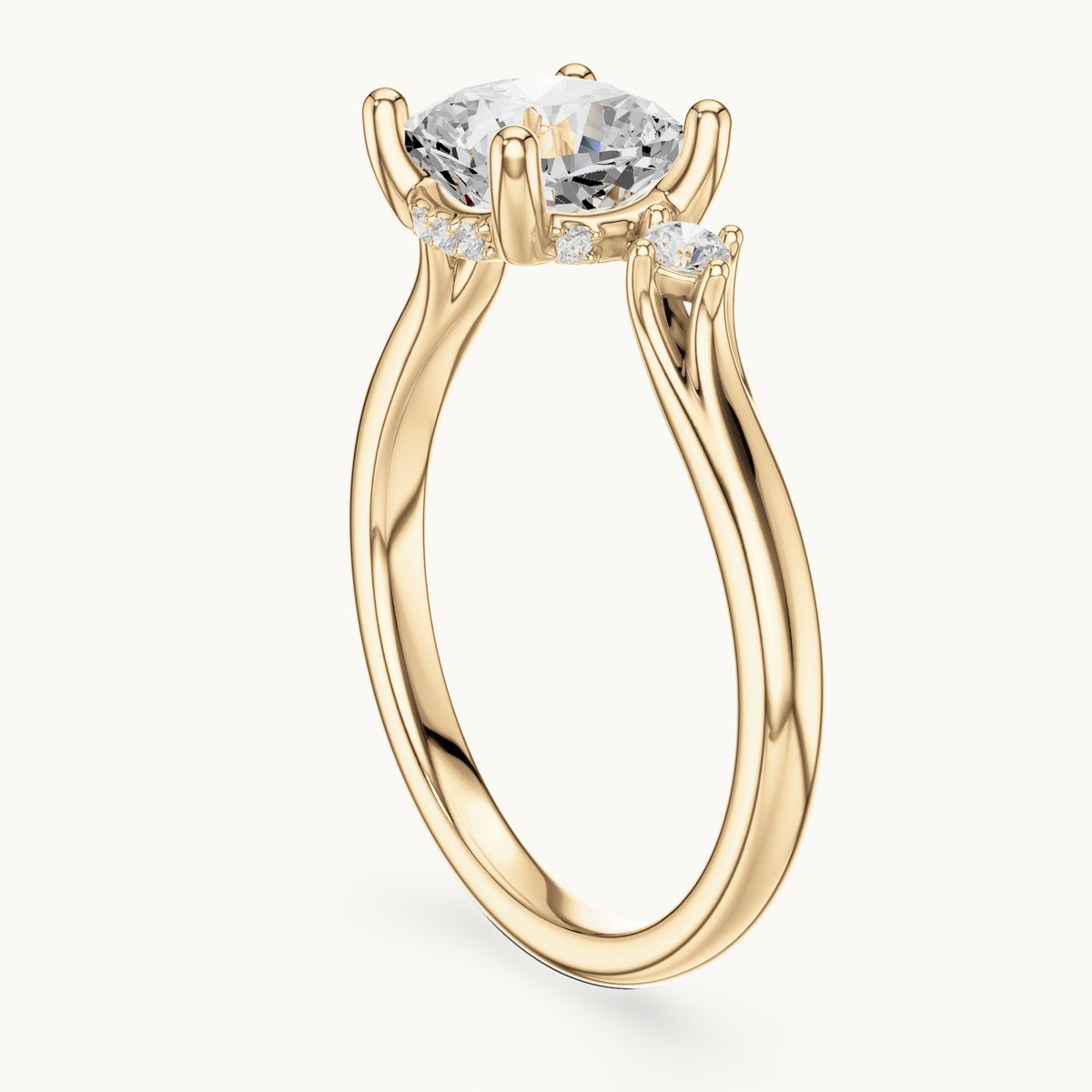 Cushion-cut lab-grown diamond five-stone engagement ring in yellow gold, 2.16 CT TW, view 1