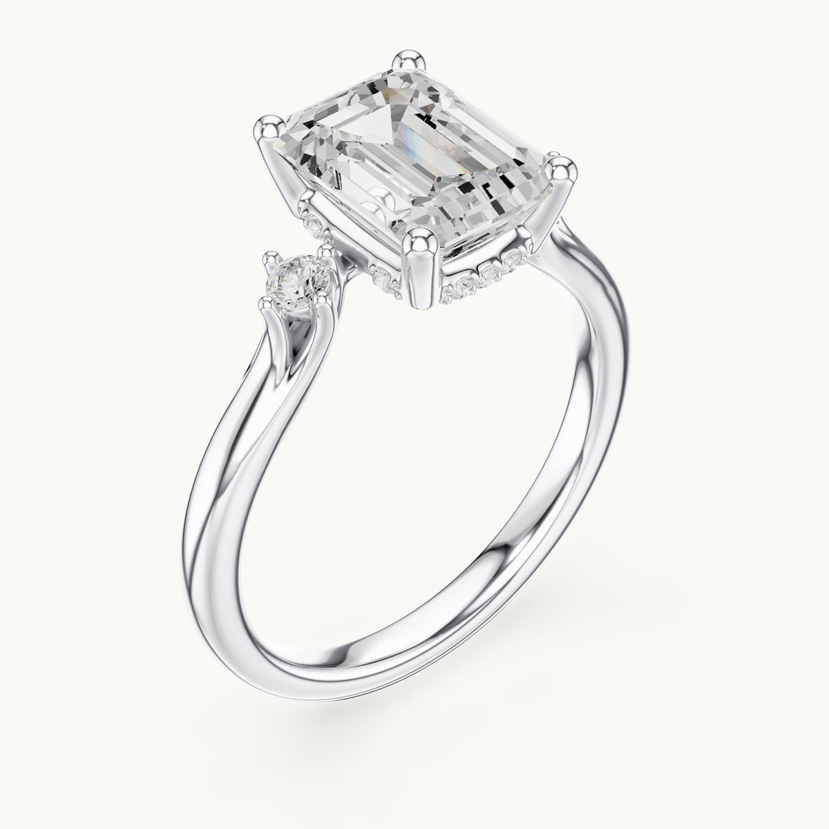 Emerald-cut lab-grown diamond five-stone engagement ring in white gold, 2.16 CT TW, view 2