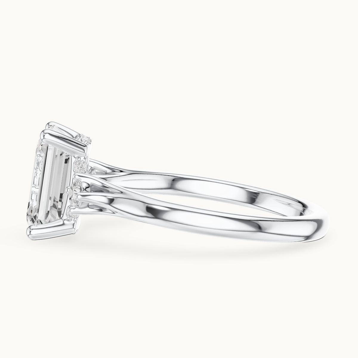 Emerald-cut lab-grown diamond five-stone engagement ring in white gold, 2.16 CT TW, view 3