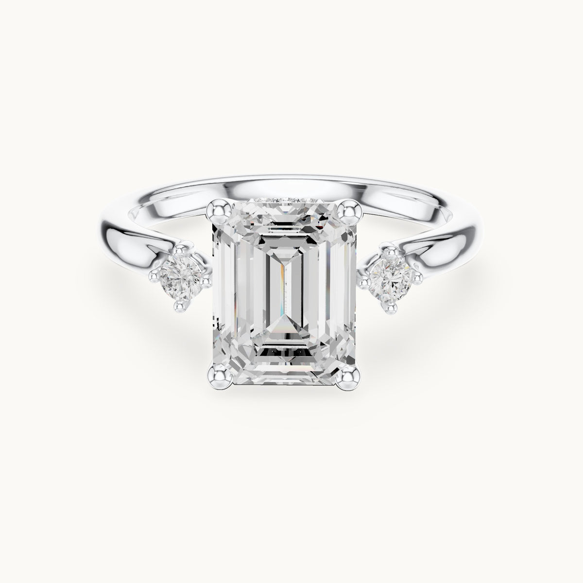 Emerald-cut lab-grown diamond five-stone engagement ring in white gold, 2.16 CT TW, view 4