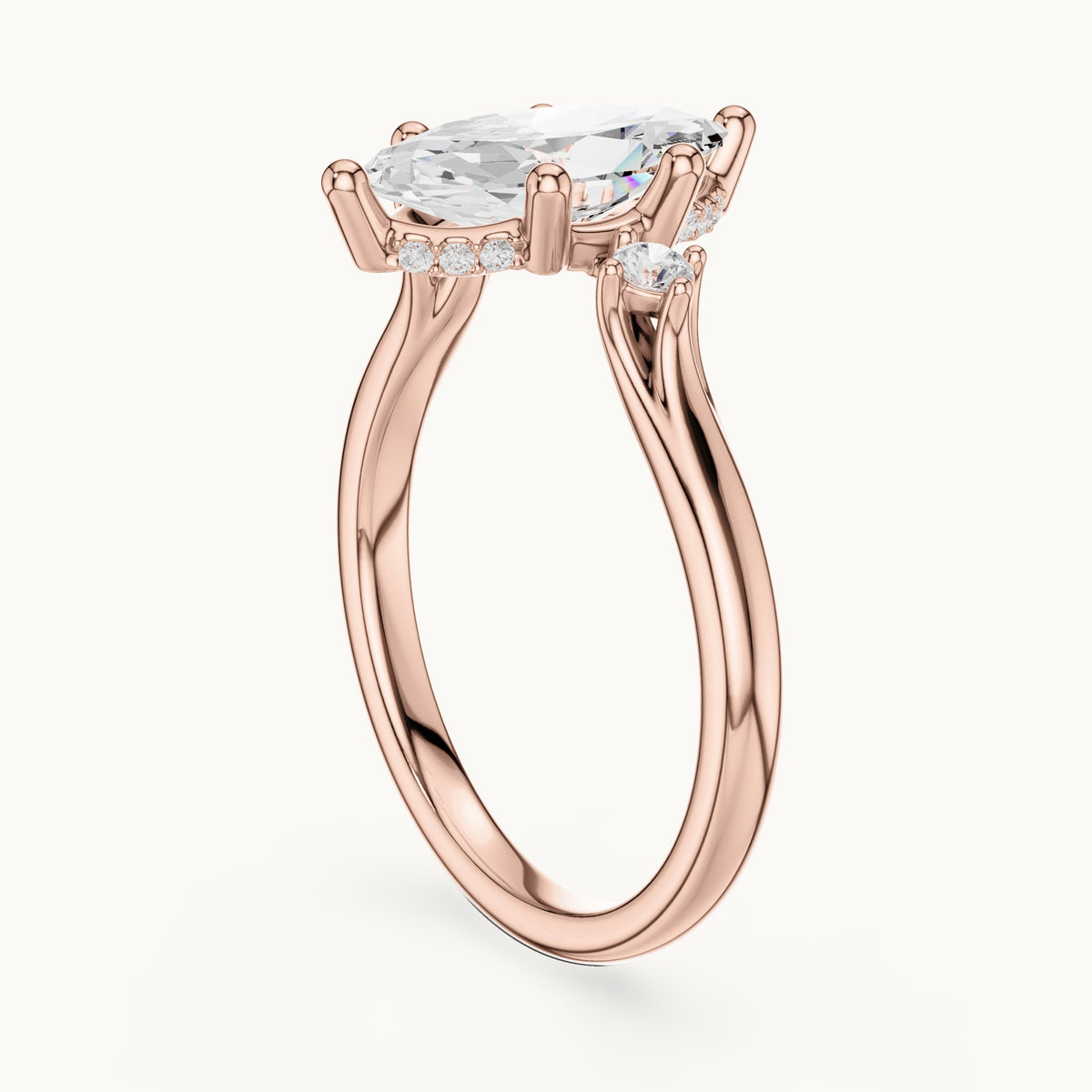 Marquise lab-grown diamond five-stone engagement ring in rose gold, 2.17 CT TW, view 1