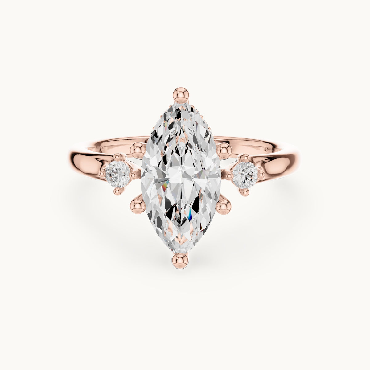 Marquise lab-grown diamond five-stone engagement ring in rose gold, 2.17 CT TW, view 4