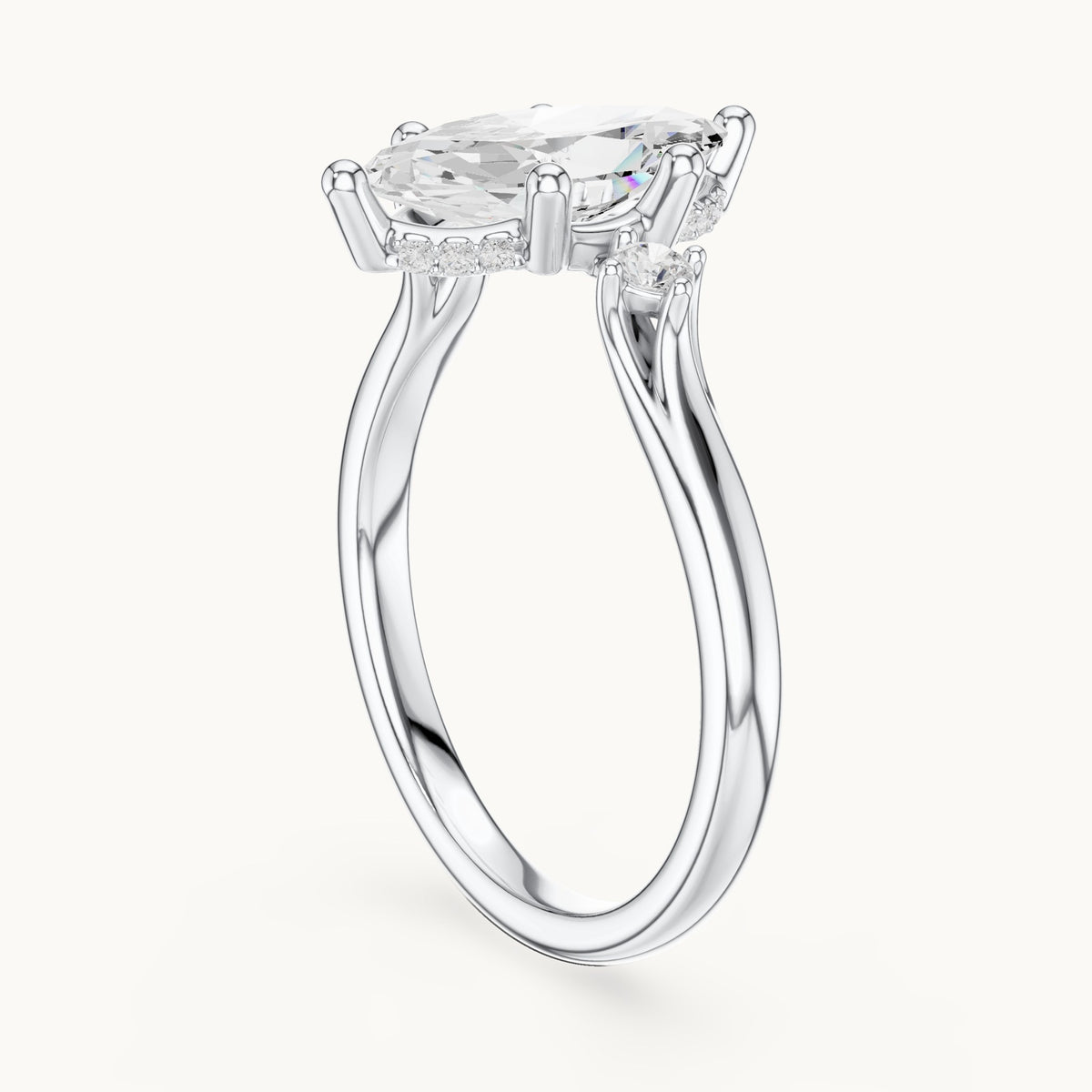 Marquise lab-grown diamond five-stone engagement ring in white gold, 2.17 CT TW, view 1