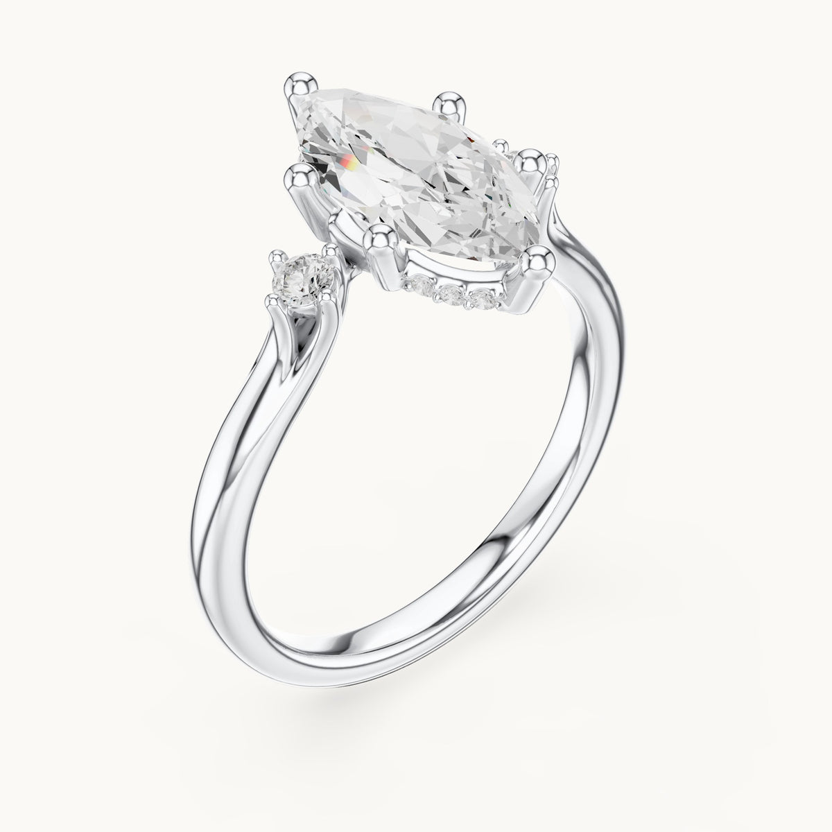Marquise lab-grown diamond five-stone engagement ring in white gold, 2.17 CT TW, view 2