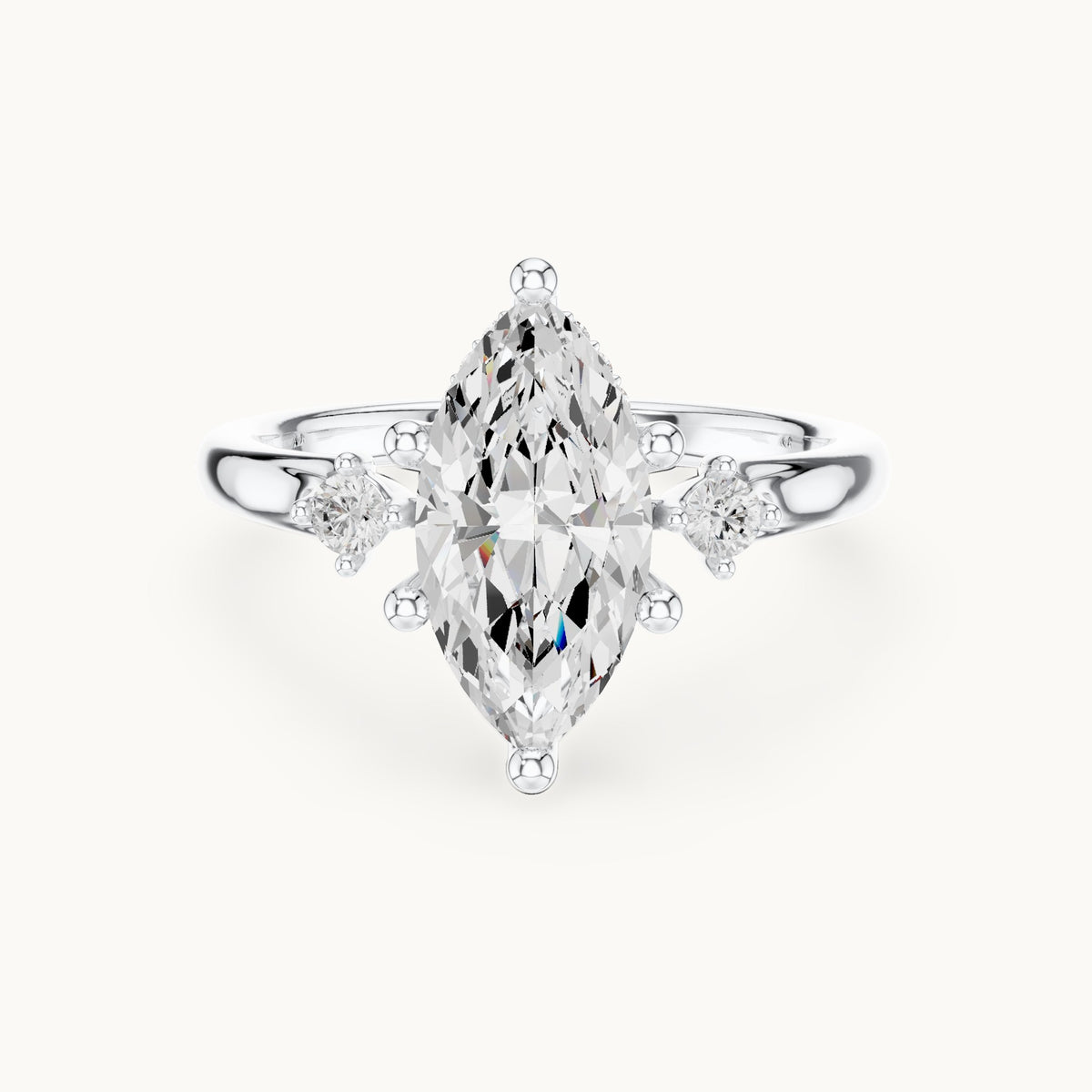 Marquise lab-grown diamond five-stone engagement ring in white gold, 2.17 CT TW, view 4