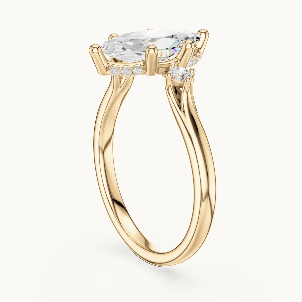 Marquise lab-grown diamond five-stone engagement ring in yellow gold, 2.17 CT TW, view 1