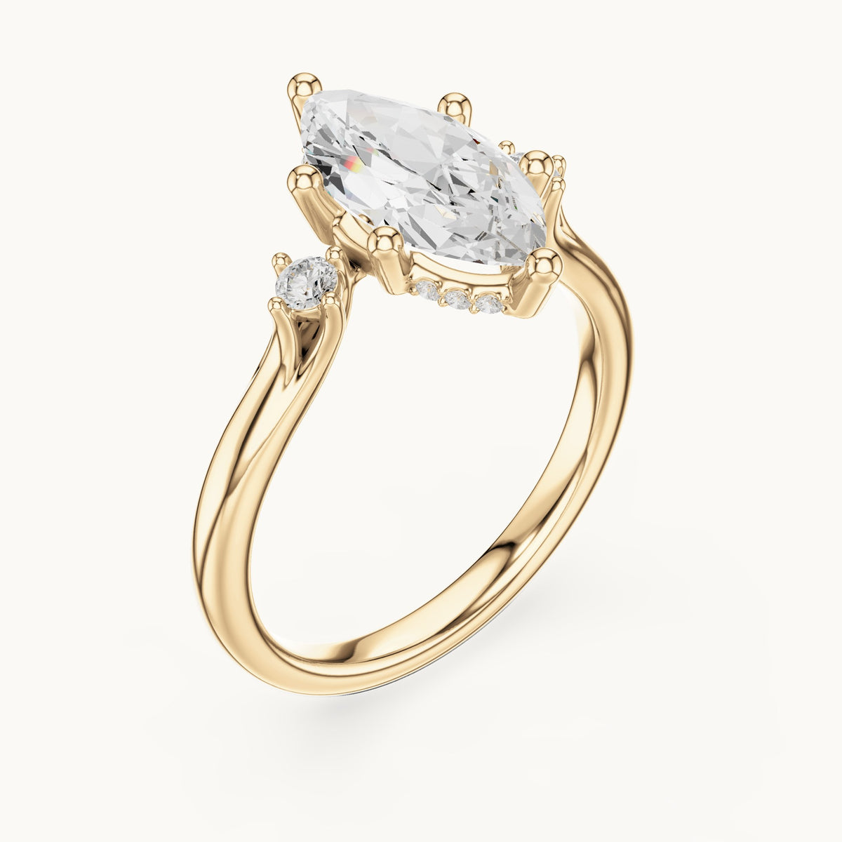 Marquise lab-grown diamond five-stone engagement ring in yellow gold, 2.17 CT TW, view 2