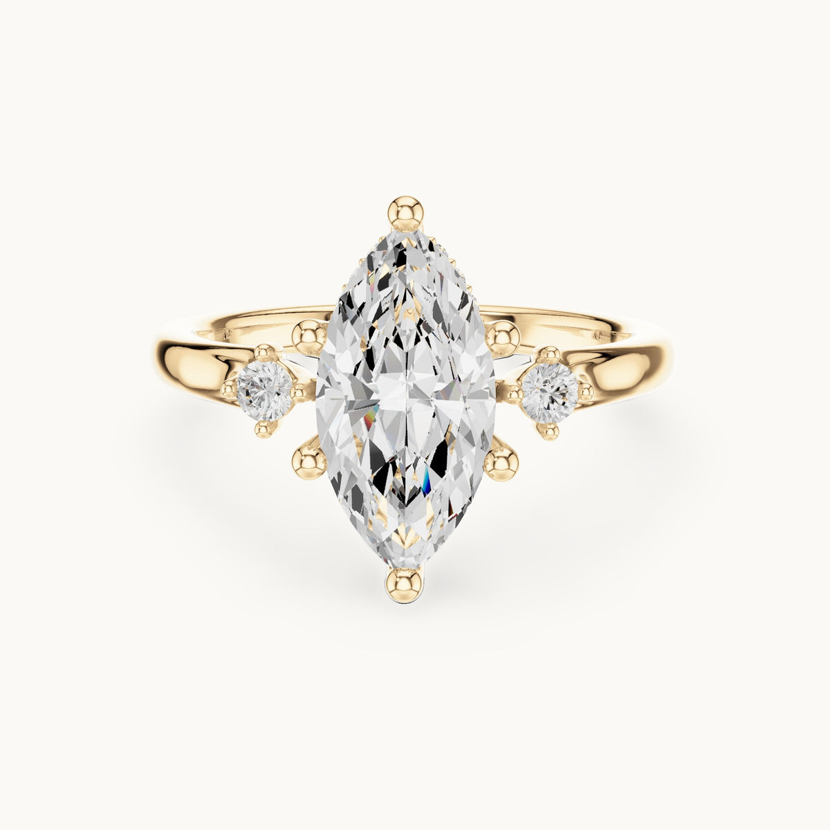 Marquise lab-grown diamond five-stone engagement ring in yellow gold, 2.17 CT TW, view 4