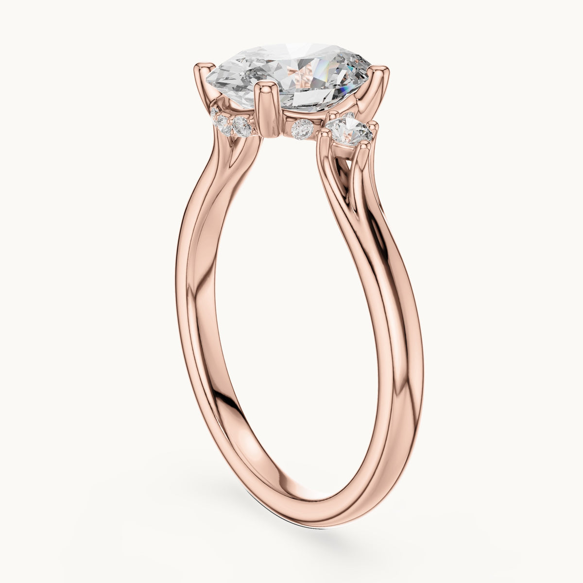 Oval lab-grown diamond five-stone engagement ring in rose gold, 2.15 CT TW, view 1