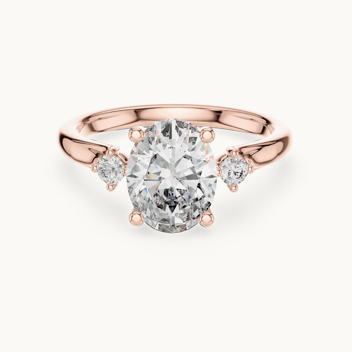 Oval lab-grown diamond five-stone engagement ring in rose gold, 2.15 CT TW, view 4