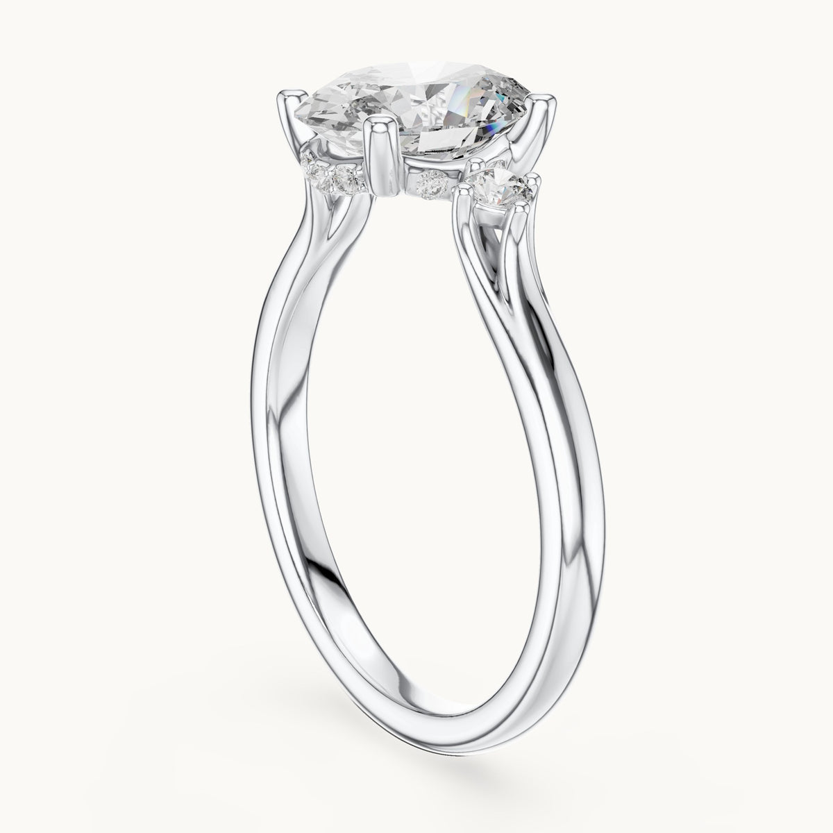 Oval lab-grown diamond five-stone engagement ring in white gold, 2.15 CT TW, view 1