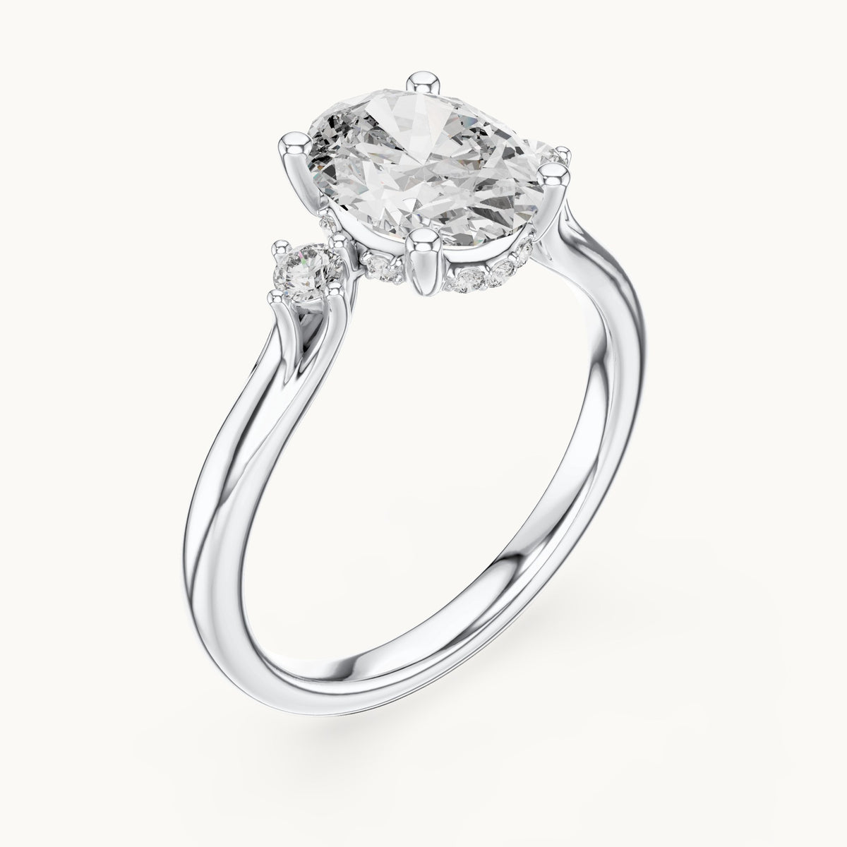 Oval lab-grown diamond five-stone engagement ring in white gold, 2.15 CT TW, view 2