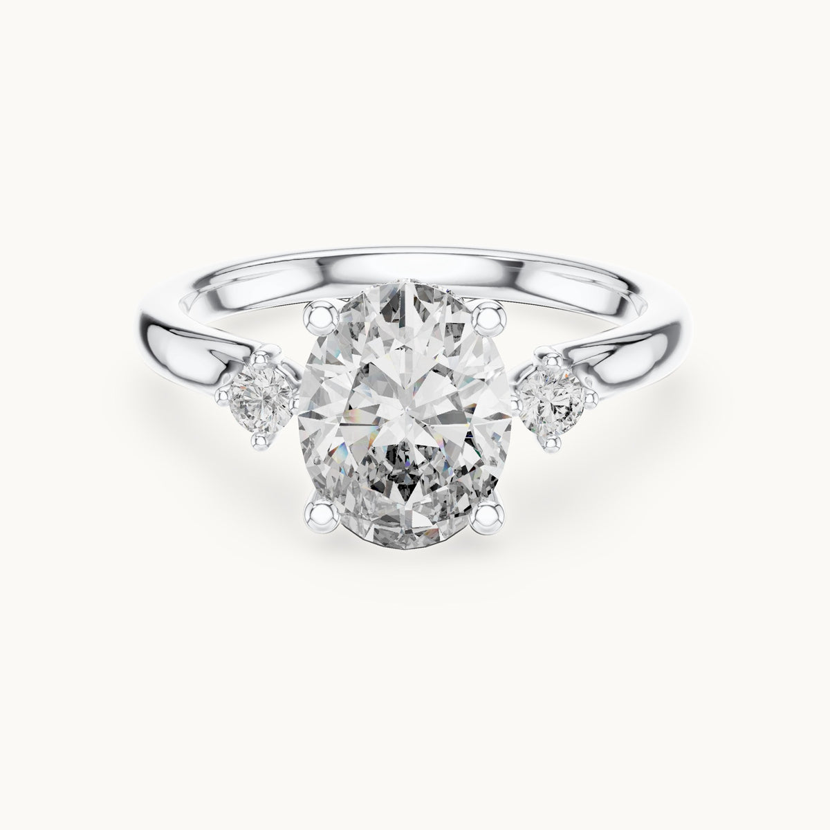 Oval lab-grown diamond five-stone engagement ring in white gold, 2.15 CT TW, view 4