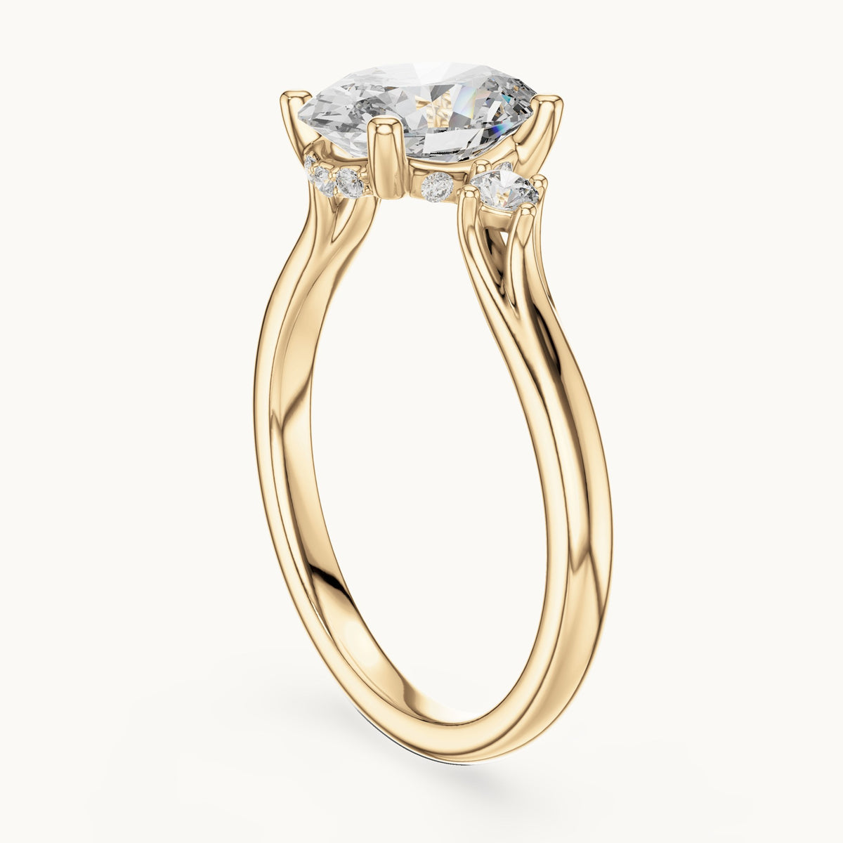 Oval lab-grown diamond five-stone engagement ring in yellow gold, 2.15 CT TW, view 1
