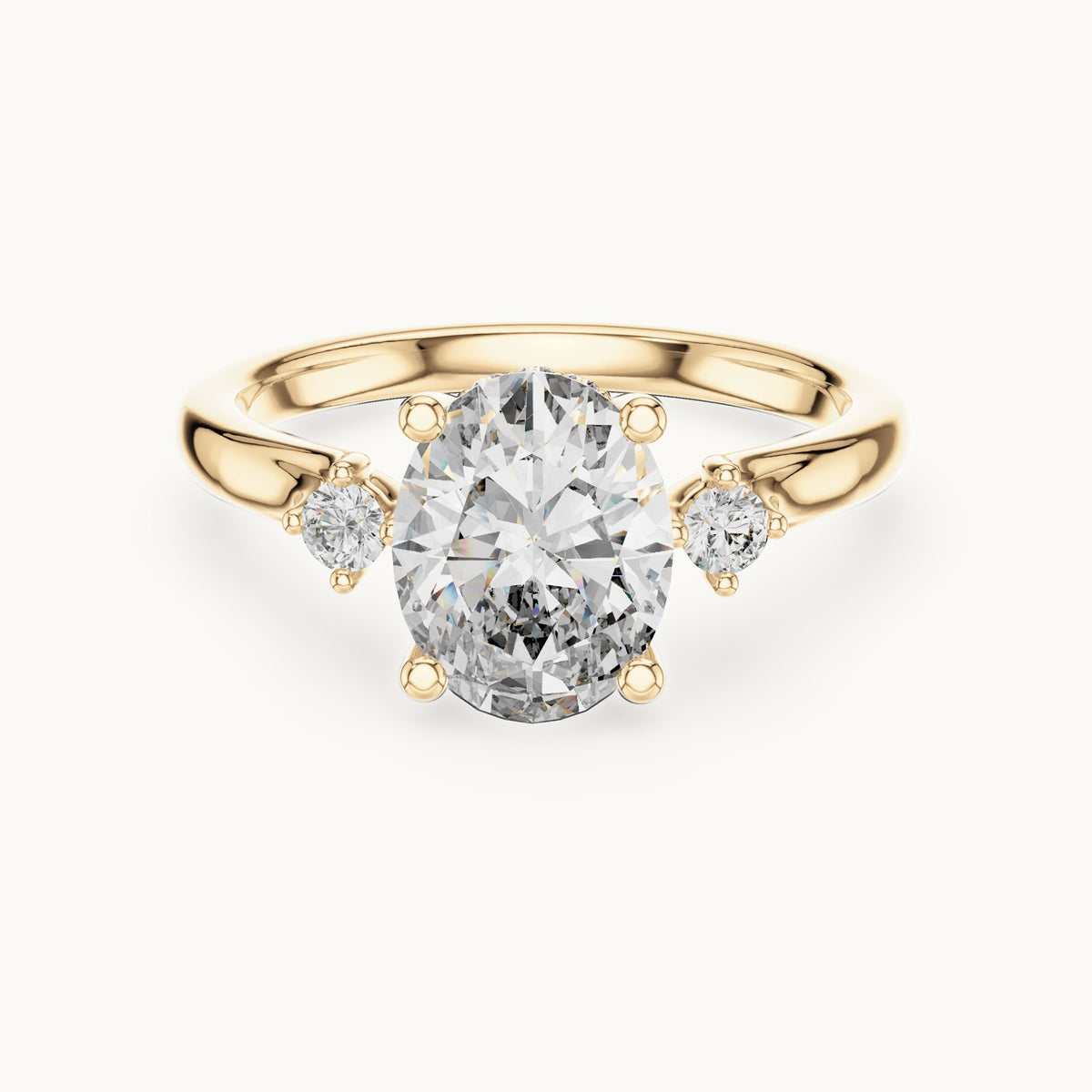 Oval lab-grown diamond five-stone engagement ring in yellow gold, 2.15 CT TW, view 4