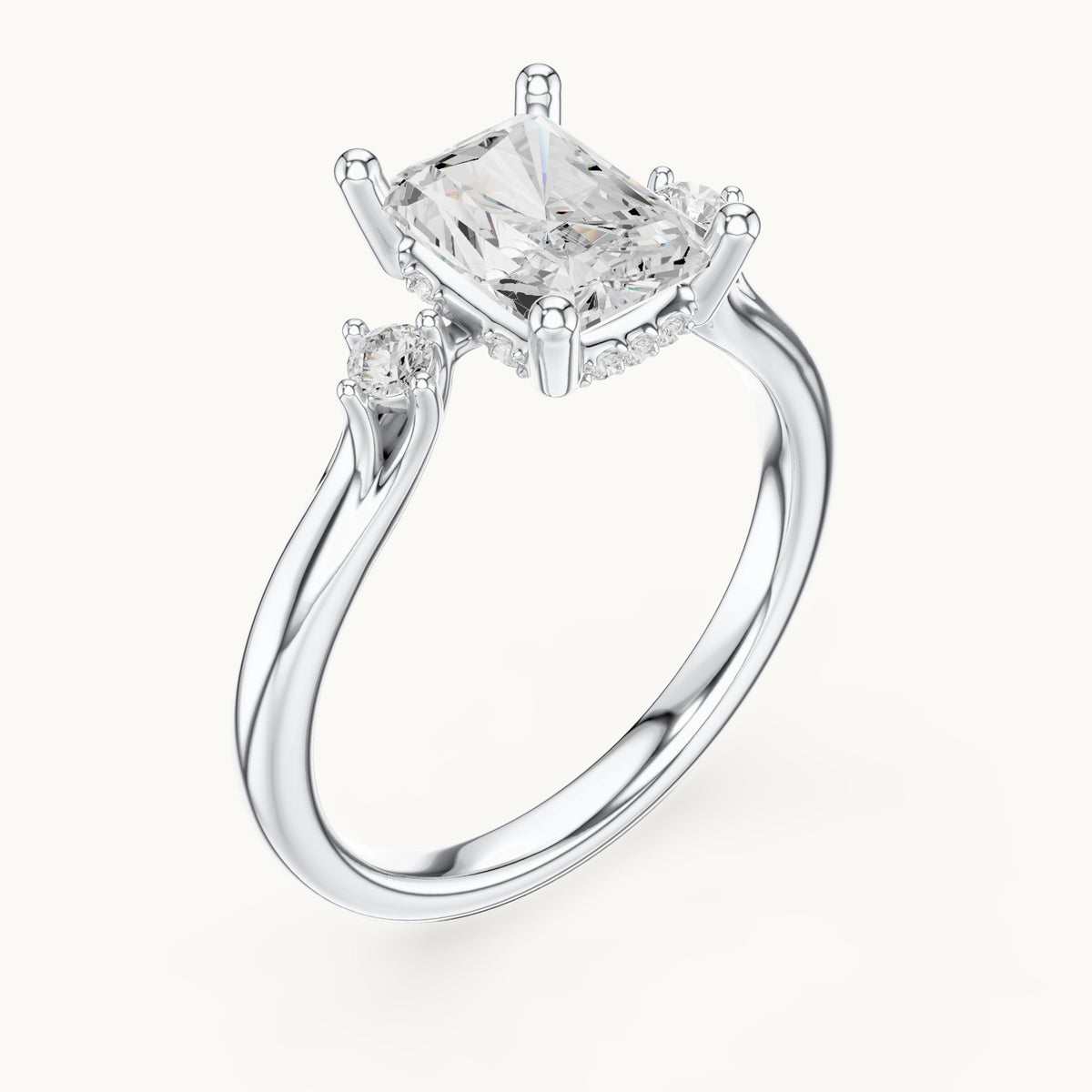 Radiant-cut lab-grown diamond five-stone engagement ring in white gold, 2.16 CT TW, view 2