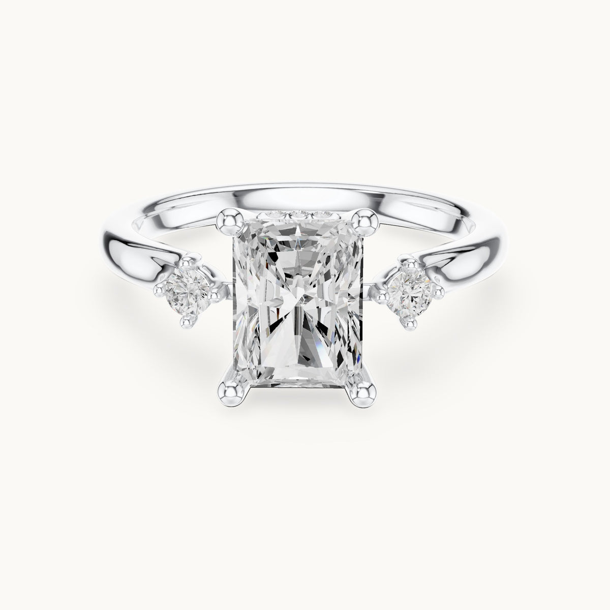 Radiant-cut lab-grown diamond five-stone engagement ring in white gold, 2.16 CT TW, view 4