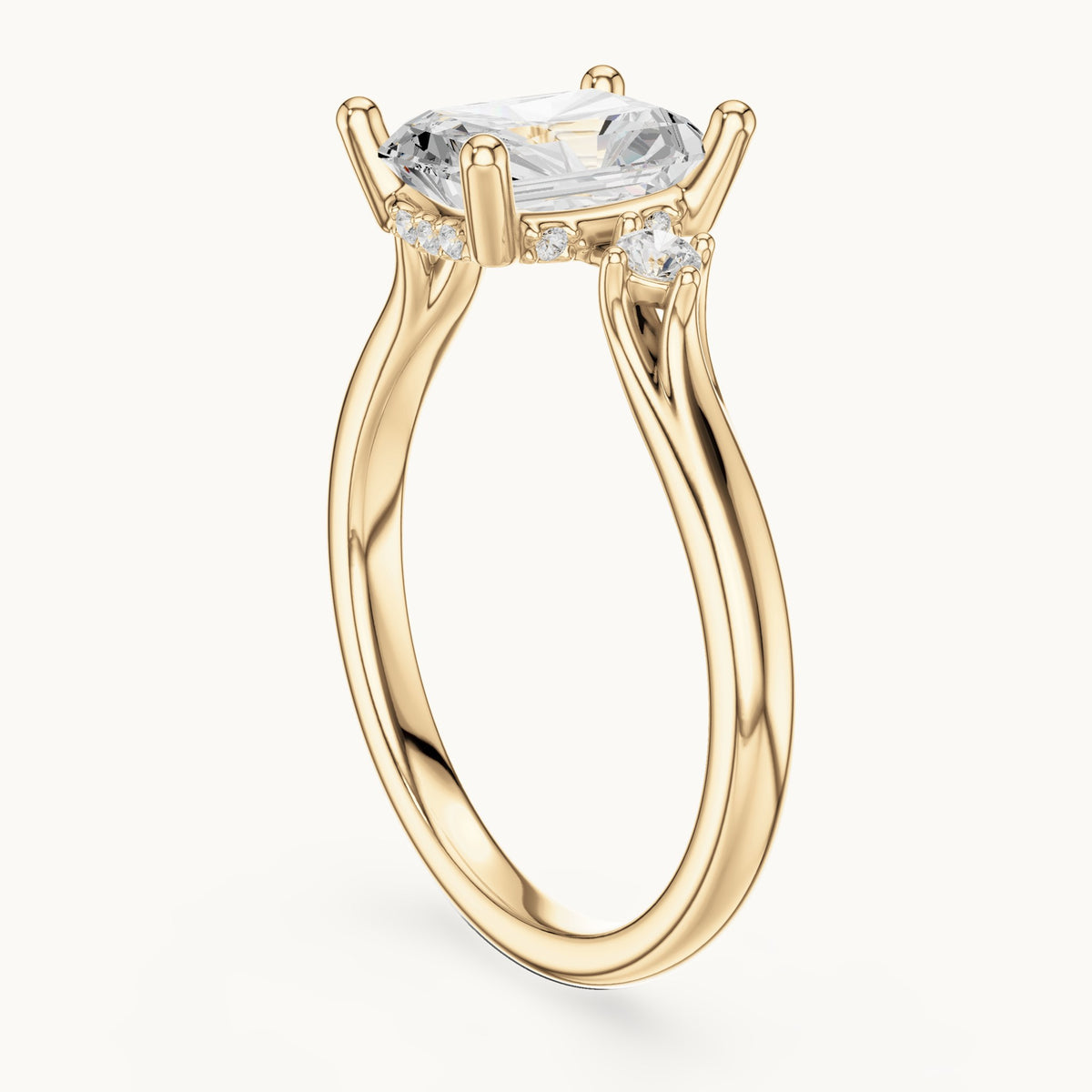 Radiant-cut lab-grown diamond five-stone engagement ring in yellow gold, 2.16 CT TW, view 1