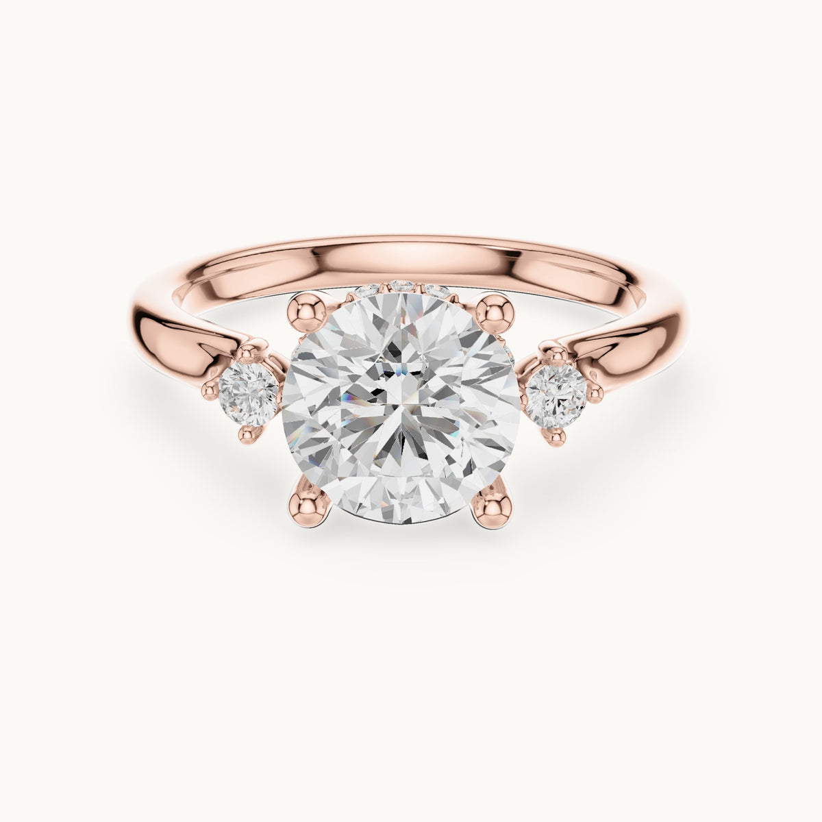 Round lab-grown diamond five-stone engagement ring in rose gold, 2.16 CT TW, view 4