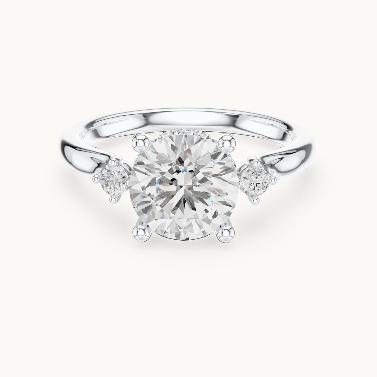 Round lab-grown diamond five-stone engagement ring in white gold, 2.16 CT TW, view 4