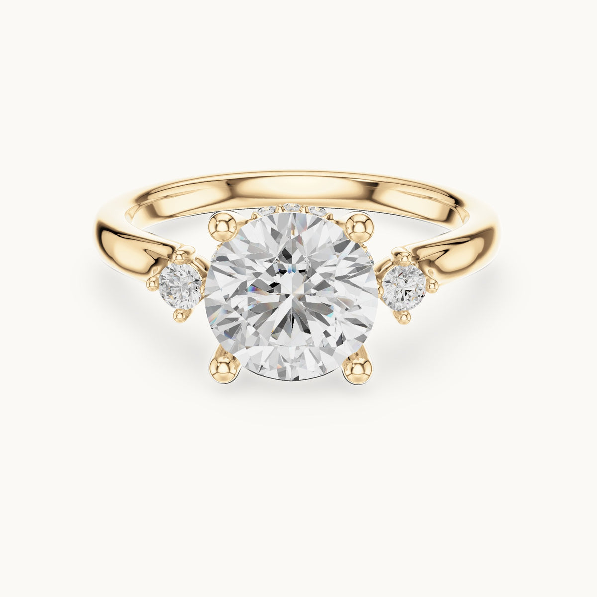 Round lab-grown diamond five-stone engagement ring in yellow gold, 2.16 CT TW, view 4