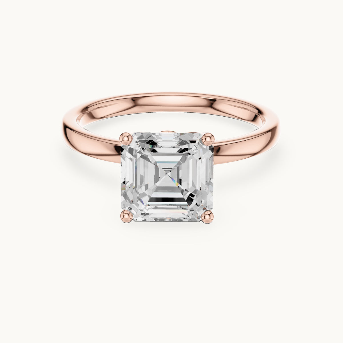 Asscher-cut lab-grown diamond hidden-accent solitaire engagement ring in rose gold, 2.13 CT TW, view 4