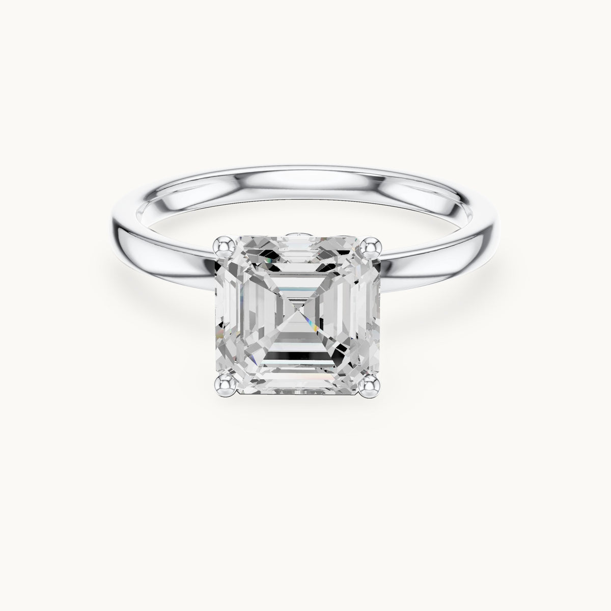 Asscher-cut lab-grown diamond hidden-accent solitaire engagement ring in white gold, 2.13 CT TW, view 4
