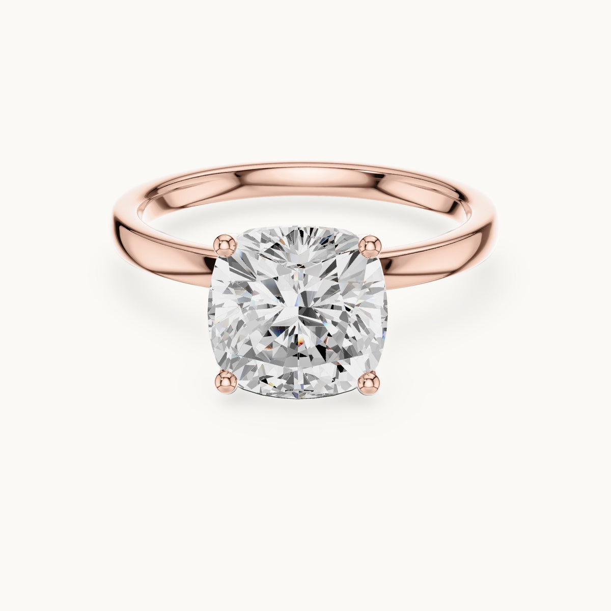 Cushion-cut lab-grown diamond hidden-accent solitaire engagement ring in rose gold, 2.13 CT TW, view 4