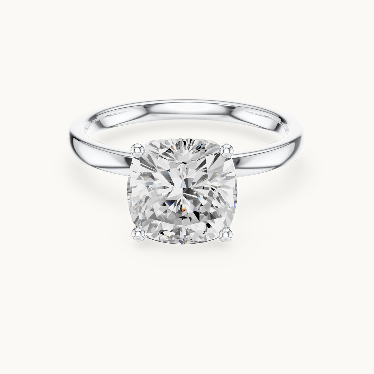 Cushion-cut lab-grown diamond hidden-accent solitaire engagement ring in white gold, 2.13 CT TW, view 4