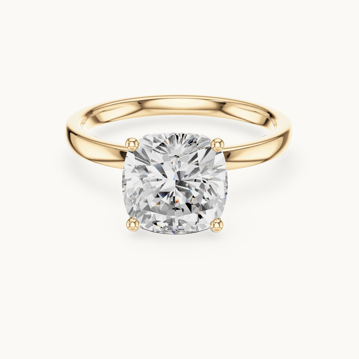 Cushion-cut lab-grown diamond hidden-accent solitaire engagement ring in yellow gold, 2.13 CT TW, view 4