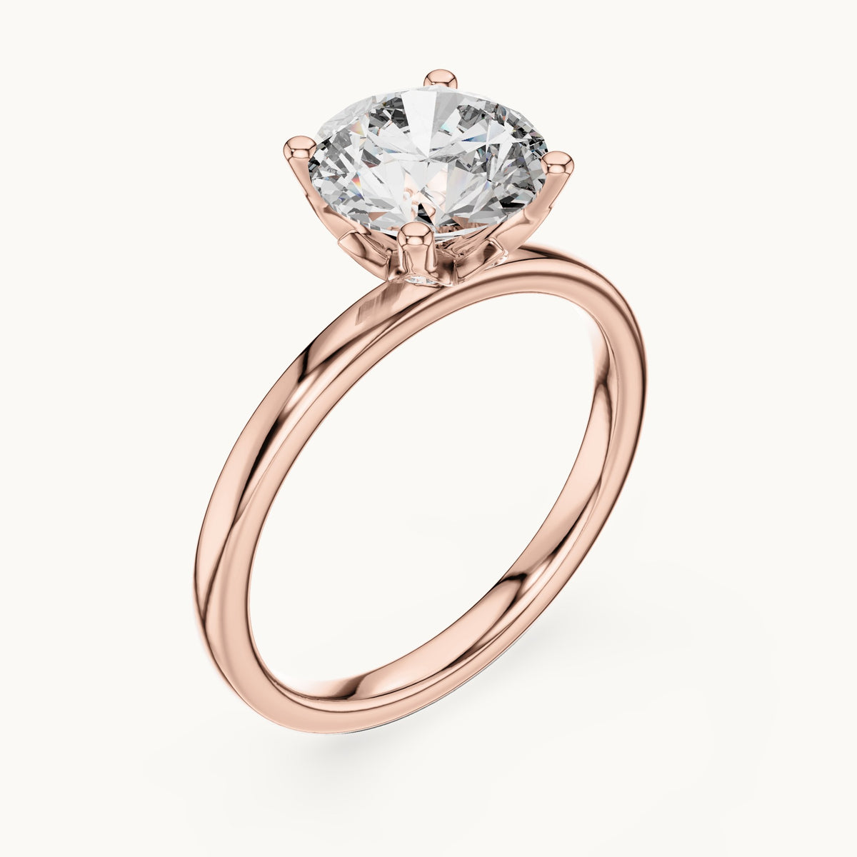 Round lab-grown diamond hidden-accent solitaire engagement ring in rose gold, 2.144 CT TW, view 2
