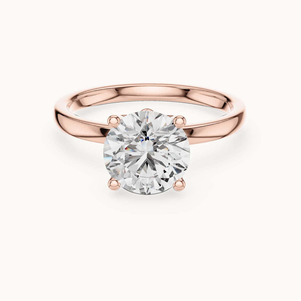Round lab-grown diamond hidden-accent solitaire engagement ring in rose gold, 2.144 CT TW, view 4