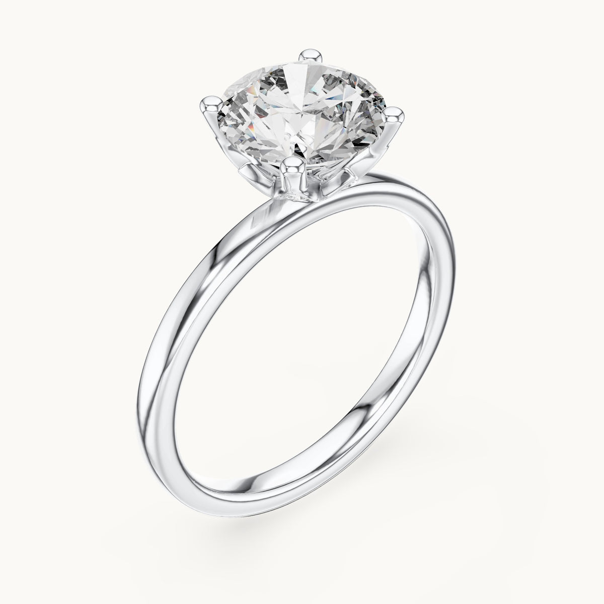 Round lab-grown diamond hidden-accent solitaire engagement ring in white gold, 2.144 CT TW, view 2
