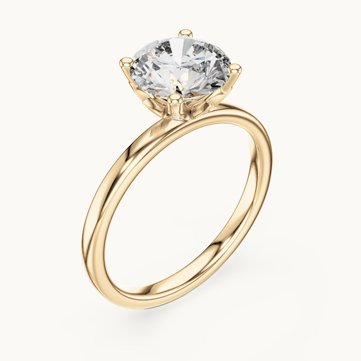 Round lab-grown diamond hidden-accent solitaire engagement ring in yellow gold, 2.144 CT TW, view 2