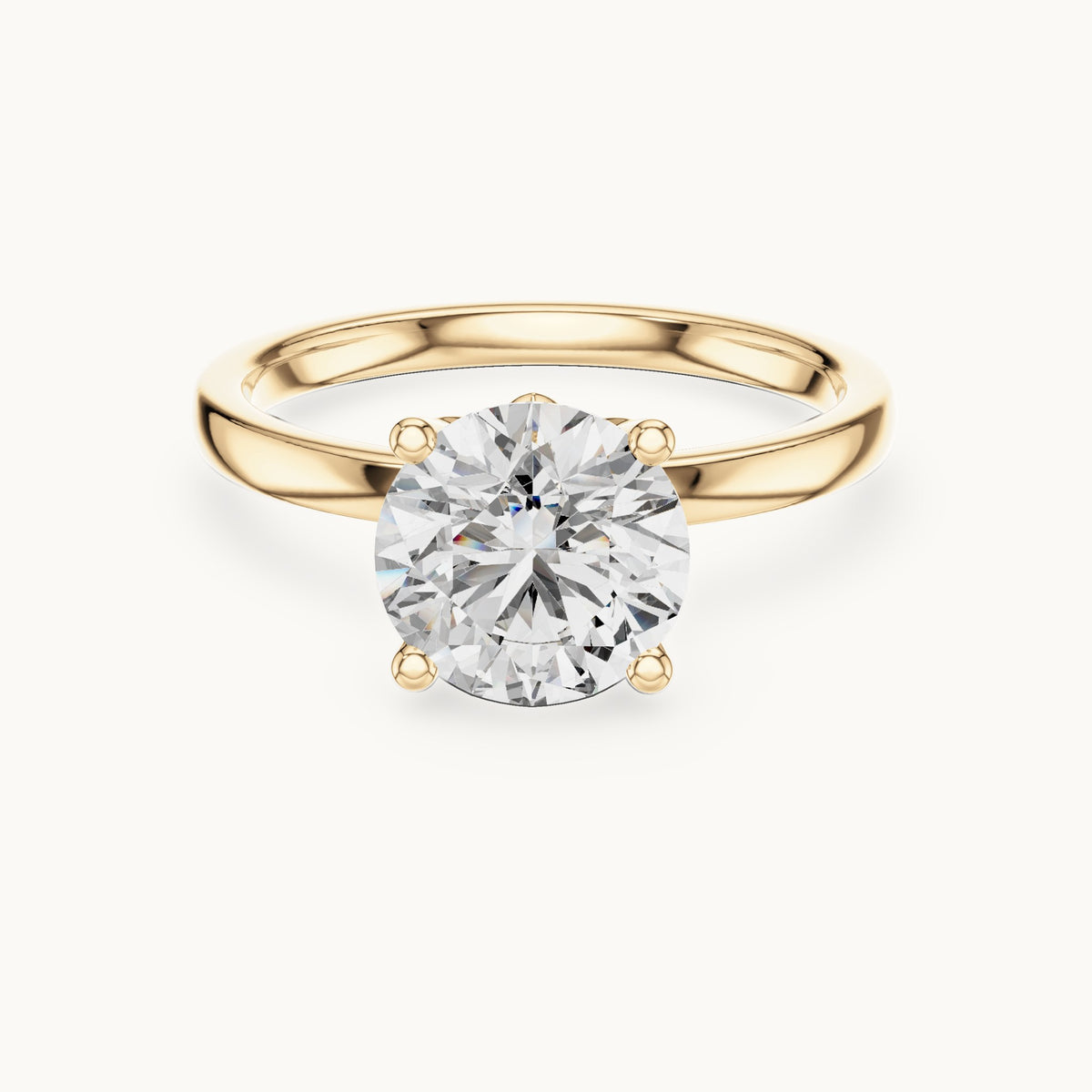 Round lab-grown diamond hidden-accent solitaire engagement ring in yellow gold, 2.144 CT TW, view 4